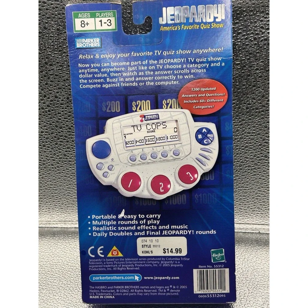 2005 Hasbro Parker Brothers Jeopardy Handheld Game 2nd Edition VTG